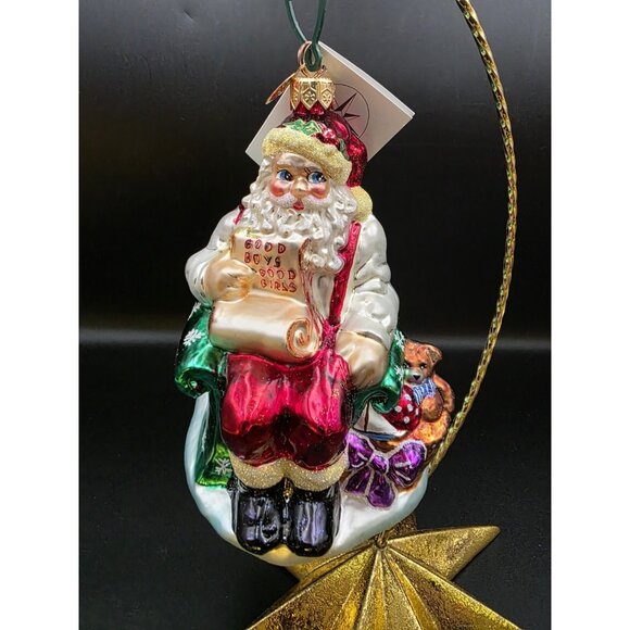 1992 Christopher RADKO LONGABERGER Santa Claus Christmas List Toys Ornament VTG - Picture 1 of 12